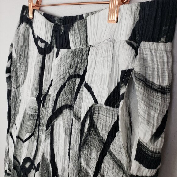 Dolcezza Pants Wide Leg Abstract Poetry in Black & White size L Lagenlook Artsy - Picture 10 of 12